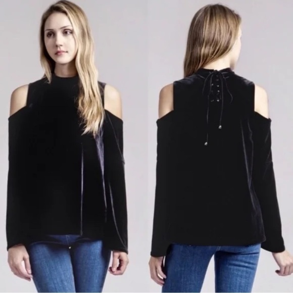 Anthropologie Moon River Burgundy Velvet Cold Shoulder Size S - Picture 2 of 9